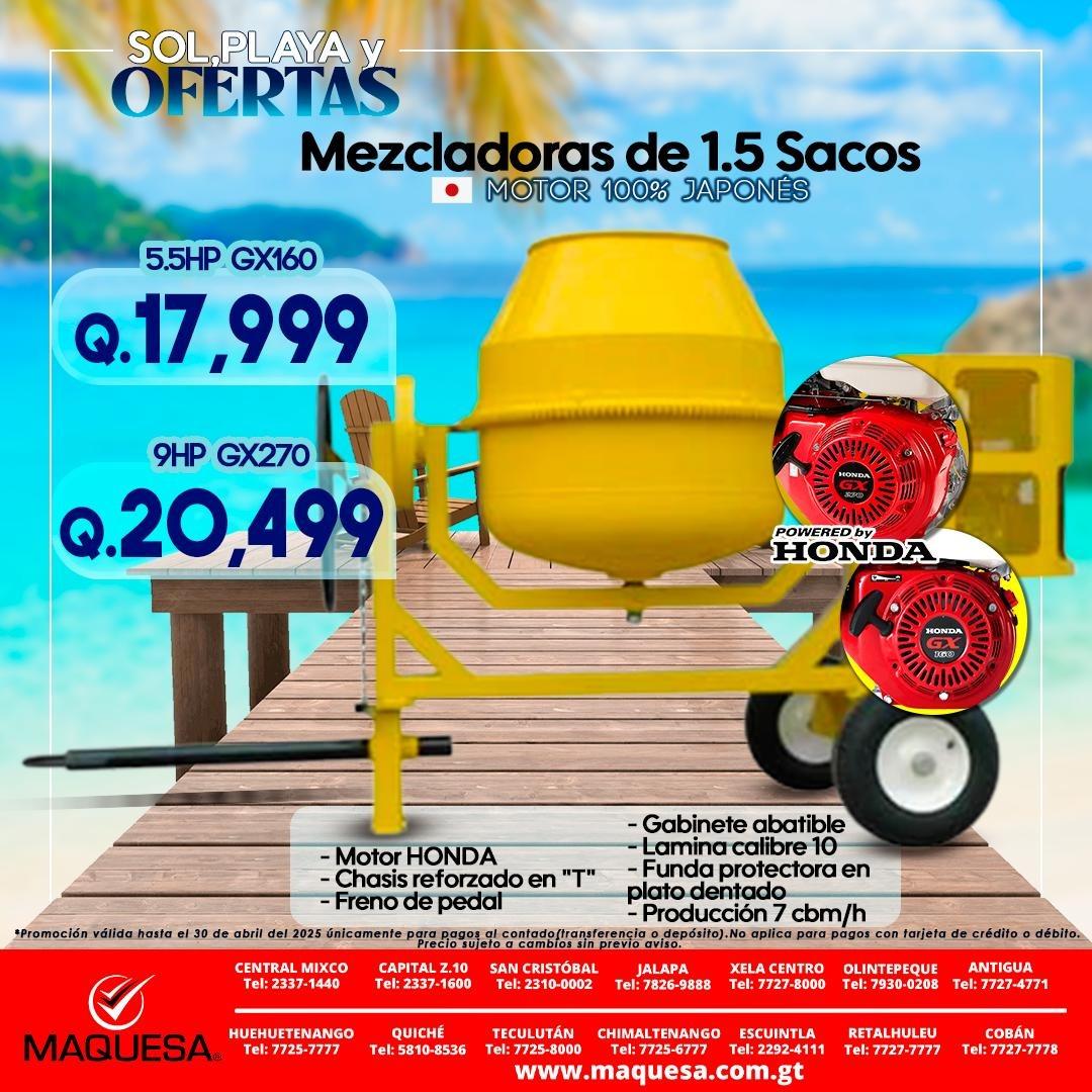 MEZCLADORAS JF 1.5 SACOS MOTOR HONDA JAPONES OFERTA 