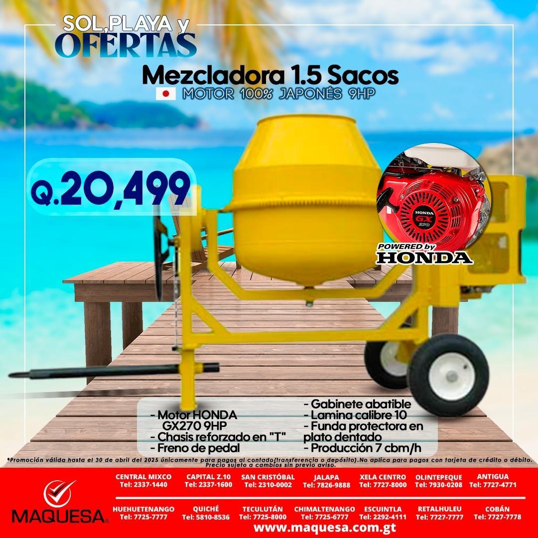 OFERTA MEZCLADORAS JF 1.5 SACOS MOTOR HONDA 9 HP 