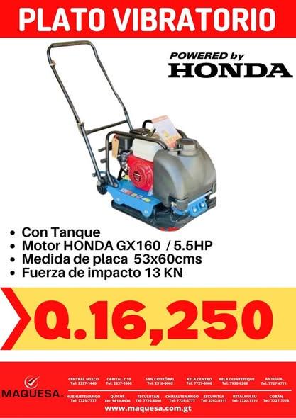 PLATO VIBRATORIO CON MOTOR HONDA 