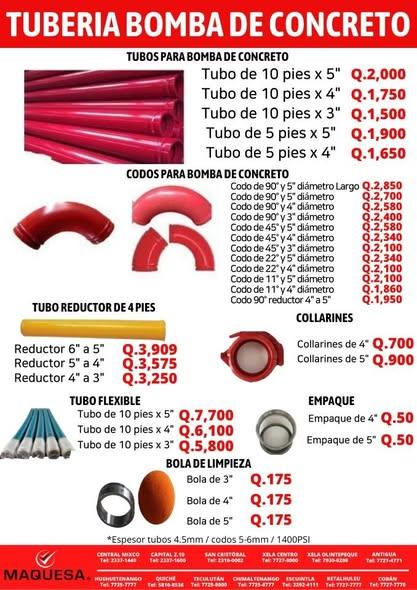 TUBERIA BOMBA DE CONCRETO