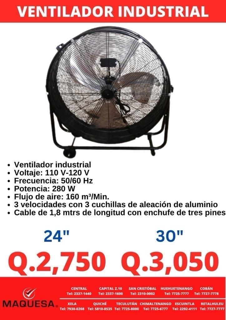 VENTILADOR INDUSTRIAL DE 24 y 30 PULGADAS EN MAQUESA 