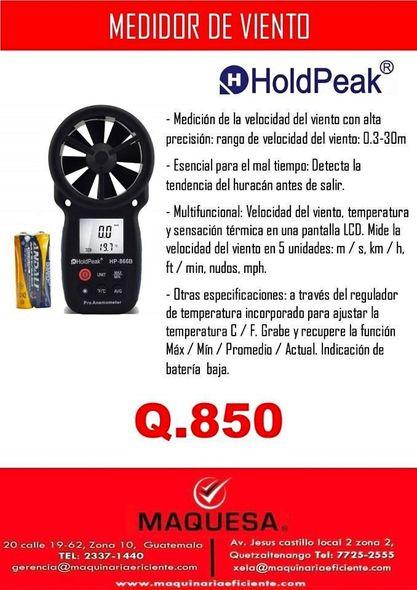 Medidor de Viento - Anemómetro HoldPeak