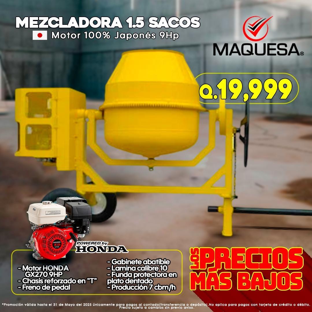 MEZCLADORAS JF 1.5 SACOS MOTOR HONDA 9 HP OFERTAS 