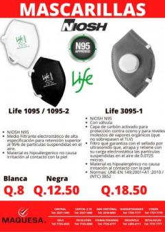 ????MASCARILLAS NIOSH LIFE N95????