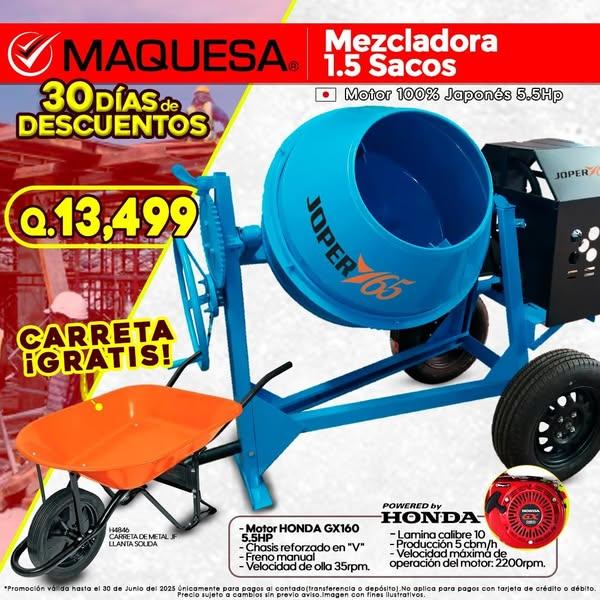 MEZCLADORAS JOPER 1.5 SACOS 