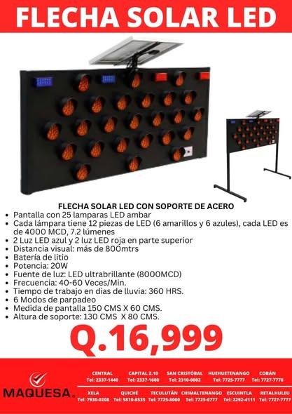 FLECHA SOLAR CON SOPORTE DE ACERO 
