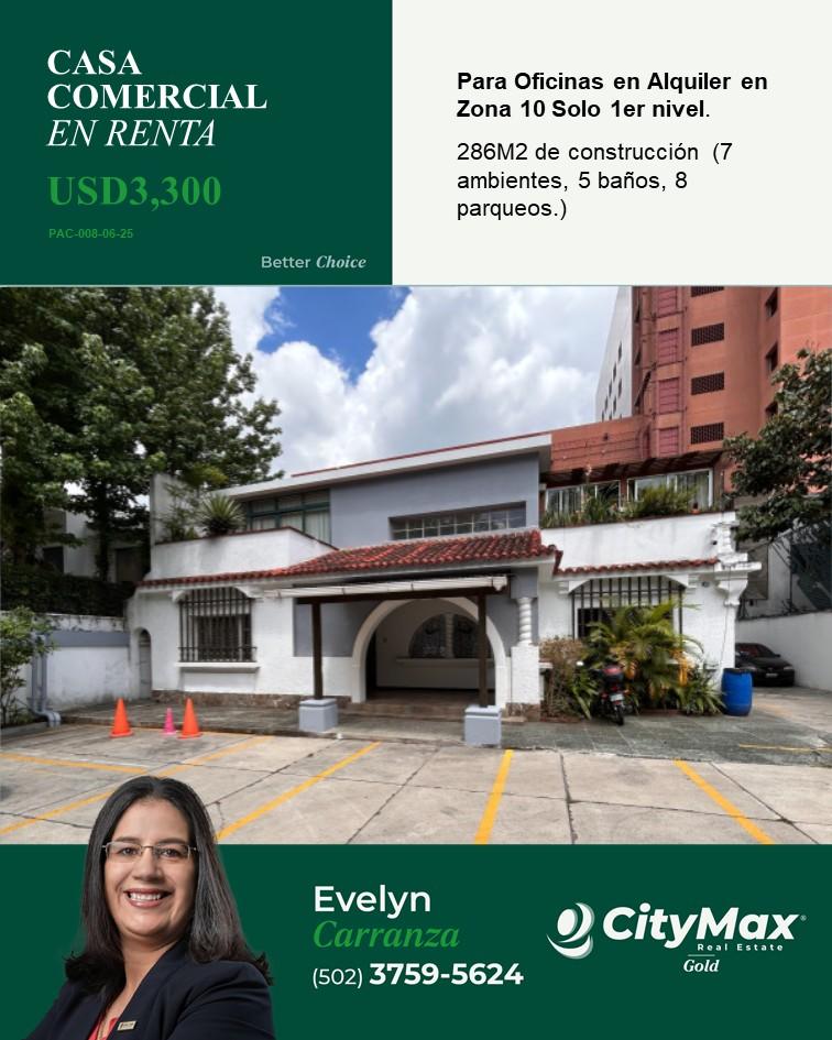 Casa Comercial en renta en zona 10