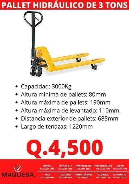Pallet hidráulico de 3ton