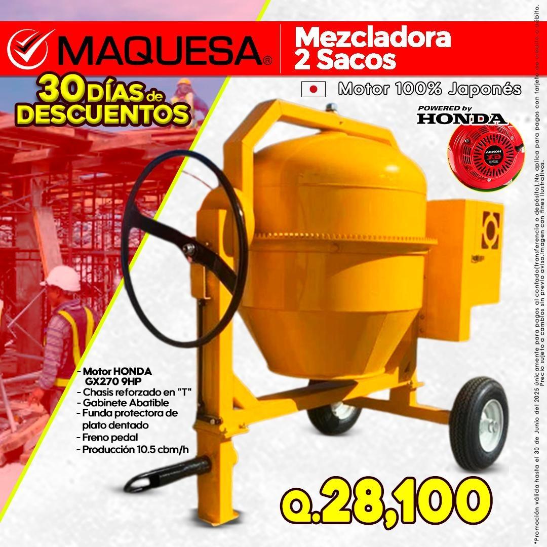 MEZCLADORA 2 SACOS con MOTOR HONDA GX270 – 9HP