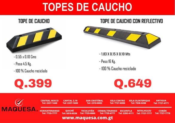 TOPES DE CAUCHO CON REFLECTIVOS