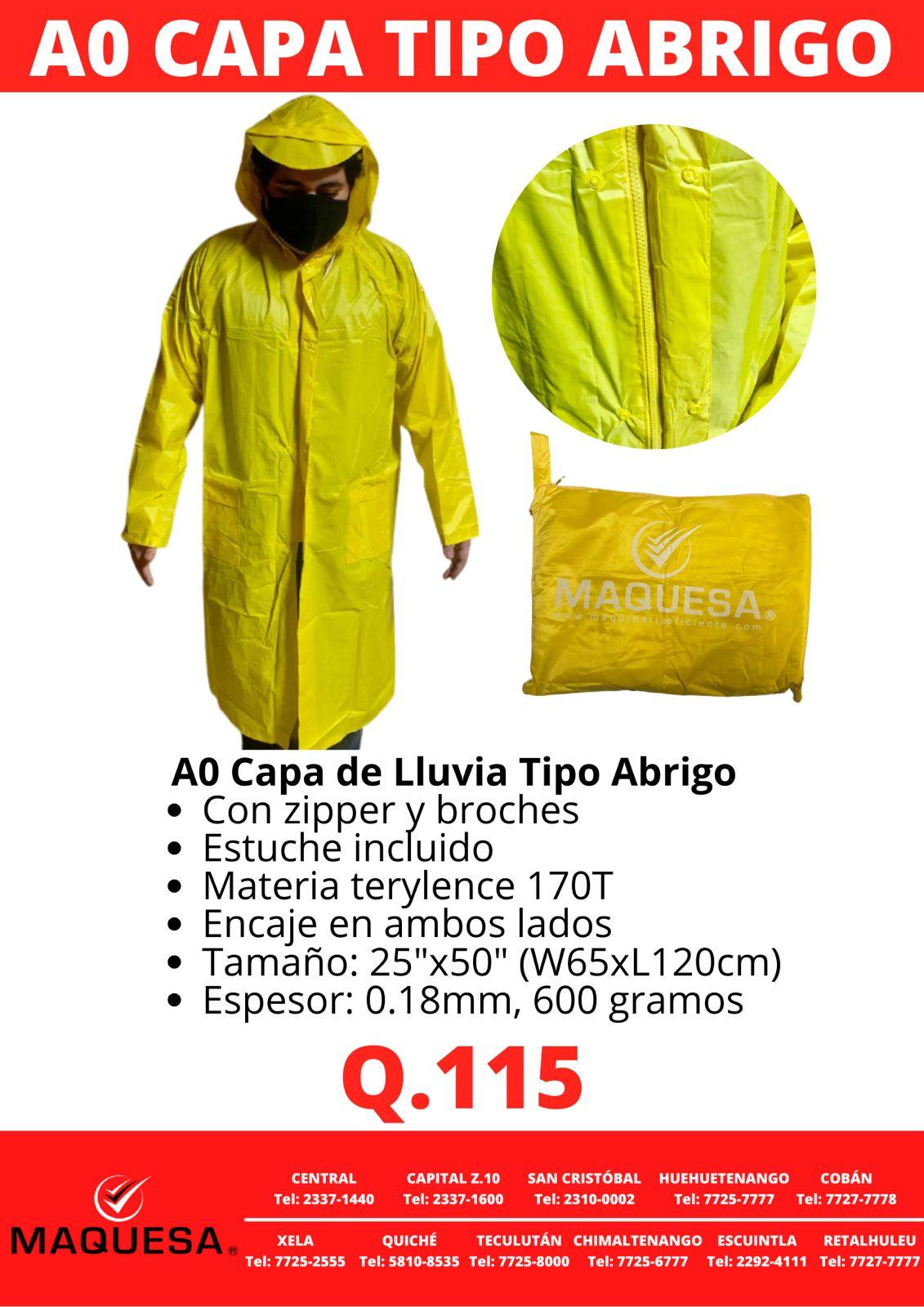 CAPA TIPO ABRIGO PARA LLUVIA A0 EN MAQUESA 