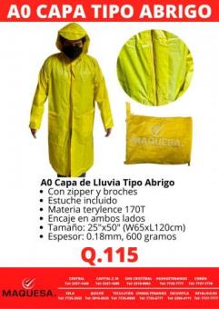 CAPA TIPO ABRIGO PARA LLUVIA A0 EN MAQUESA 