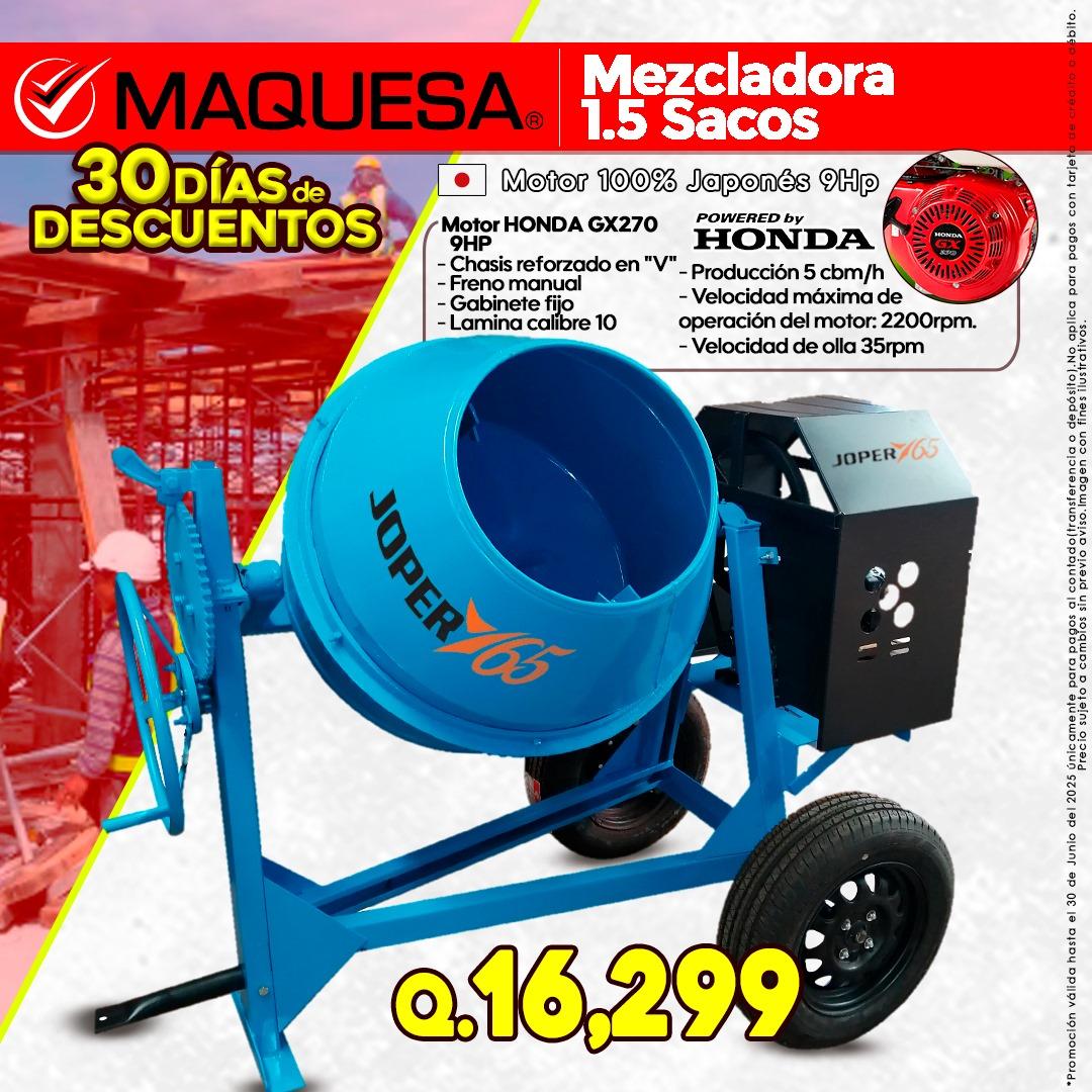 Mezcladora Joper 1.5 Sacos Motor HONDA 9Hp