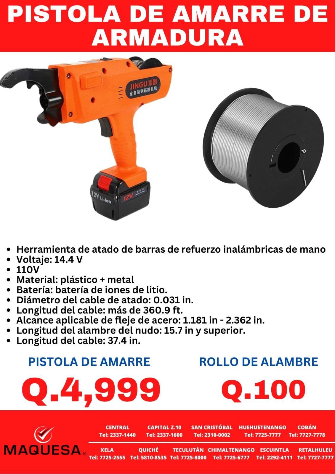 Pistola de amarre de armadura 