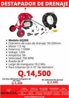 DESTAPADOR DE DRENAJES GQ200 EN MAQUESA HUEHUE