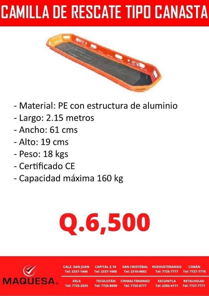 CAMILLA DE RESCATE TIPO CANASTA