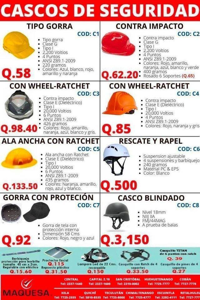 CATÁLOGO DE CASCOS DE SEGURIDAD