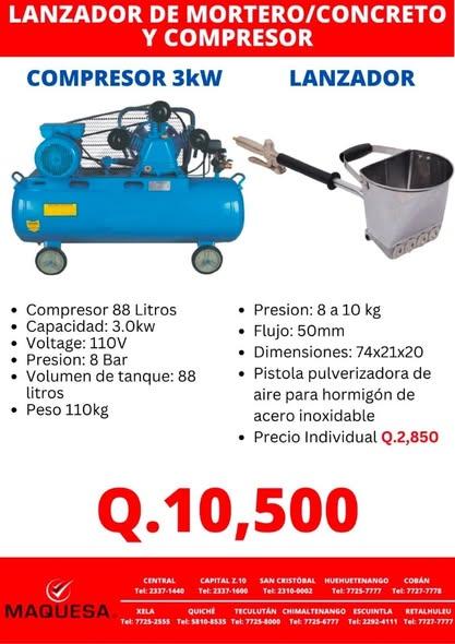 COMPRESOR Y LANZADOR DE MORTERO-CONCRETO 