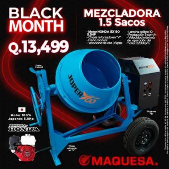 MEZCLADORAS JOPER 1.5 SACOS MOTOR HONDA 5.5 HP BLACK MONTH