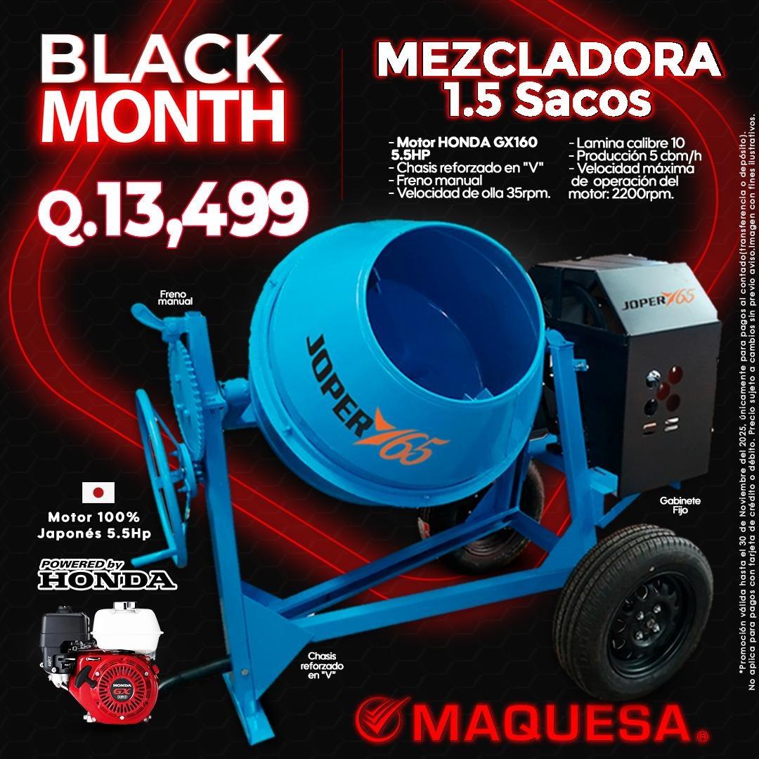 MEZCLADORAS JOPER 1.5 SACOS HONDA 5.5 HP BLACK MONTH