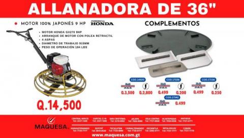 ALLANADORAS DE 36 PULG MOTOR HONDA JAPONES 9 HP 