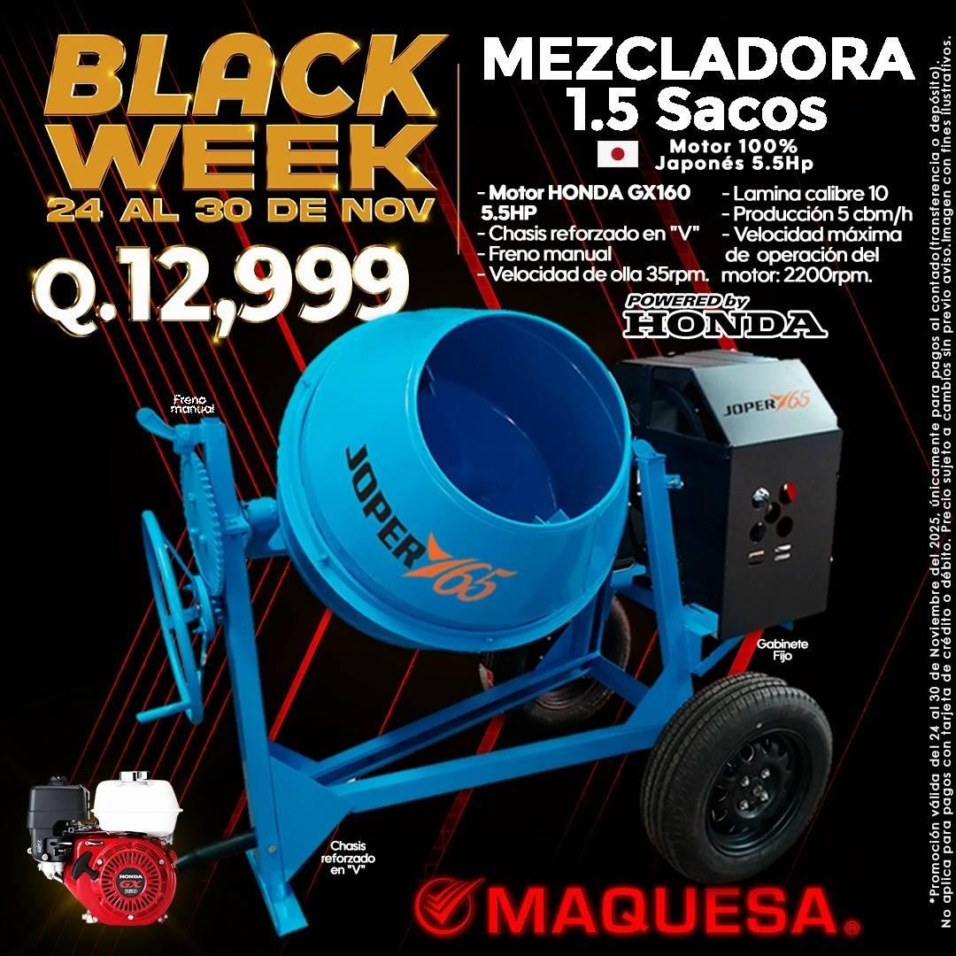 MEZCLADORAS JOPER 1.5 SACOS MOTOR HONDA BLACK FRIDAY 