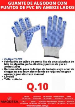 GUANTES DE ALGODÓN CON PUNTOS DE PVC EN MAQUESA 