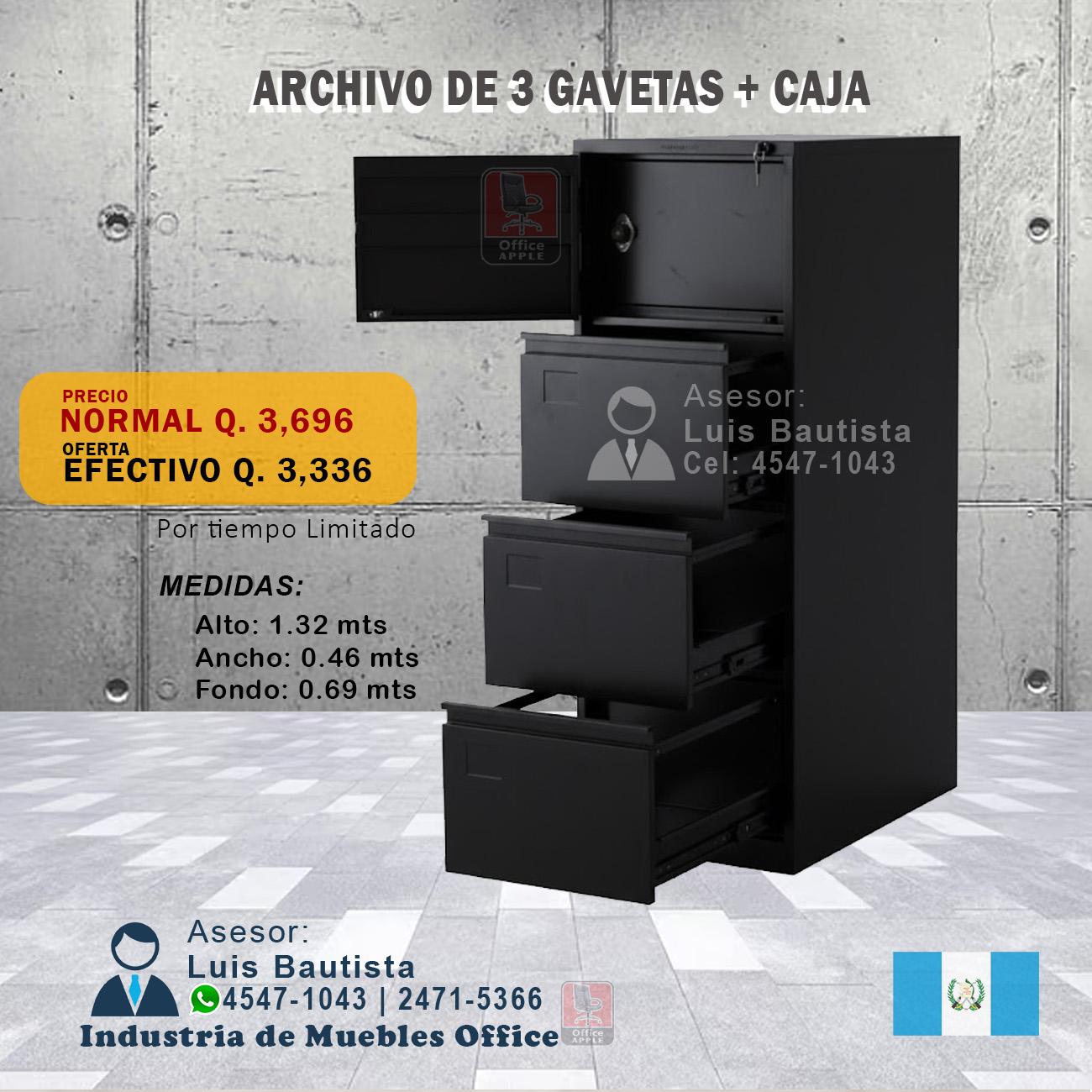 ARCHIVO CON 3 GAVETAS + CAJA DE SEGURIDAD
