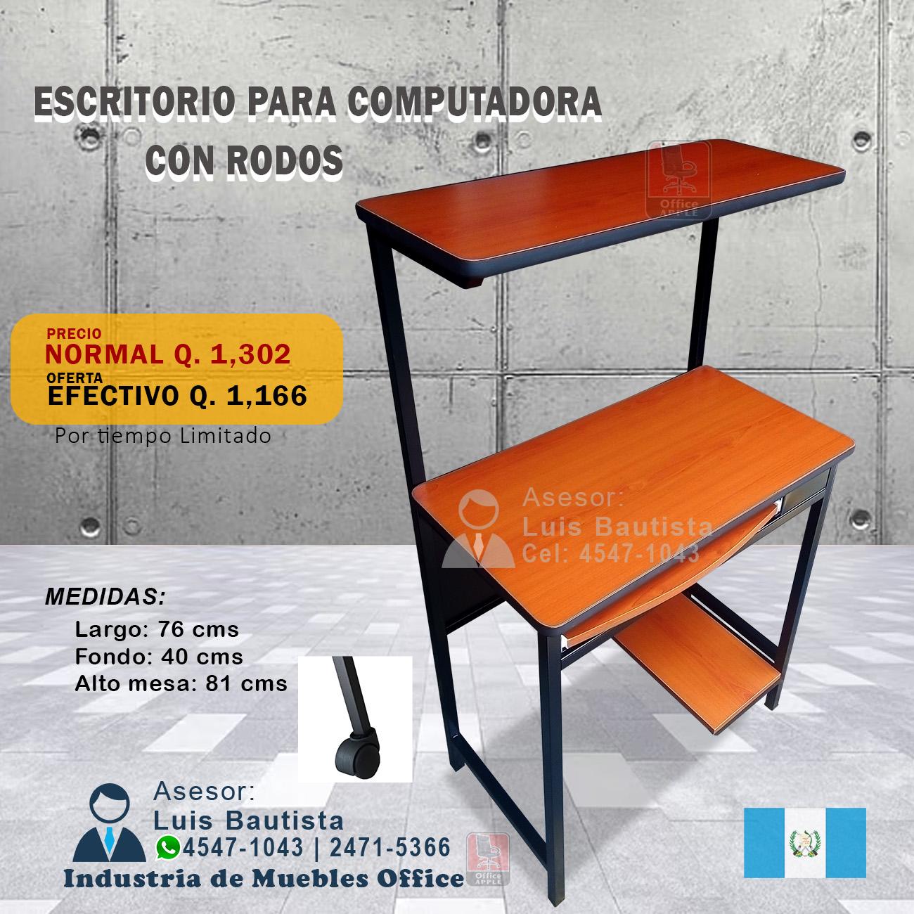 ESCRITORIO PARA COMPUTADORA CON RODOS.