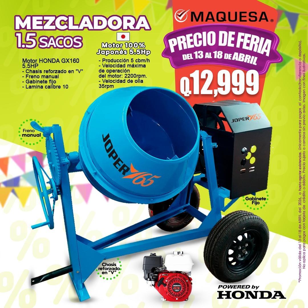 MEZCLADORAS JOPER 1.5 MOTOR HONDA 5.5 HP OFERTA 