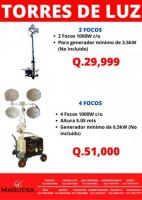 TORRES DE ILUMINACION DE 2 Y 4 FOCOS EN MAQUESA 