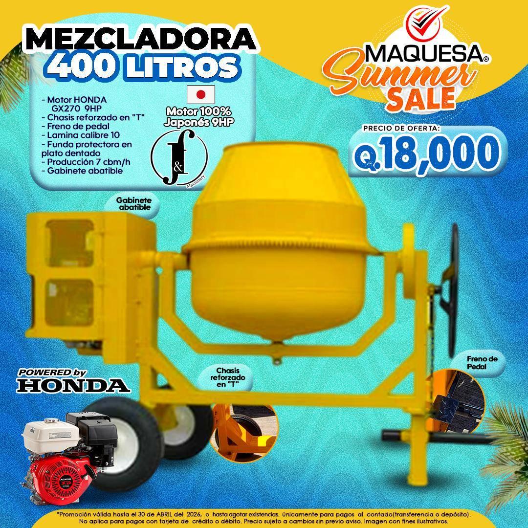 OFERTTA MEZCLADORAS JF 1.5 SACOS MOTOR HONDA 9HP 