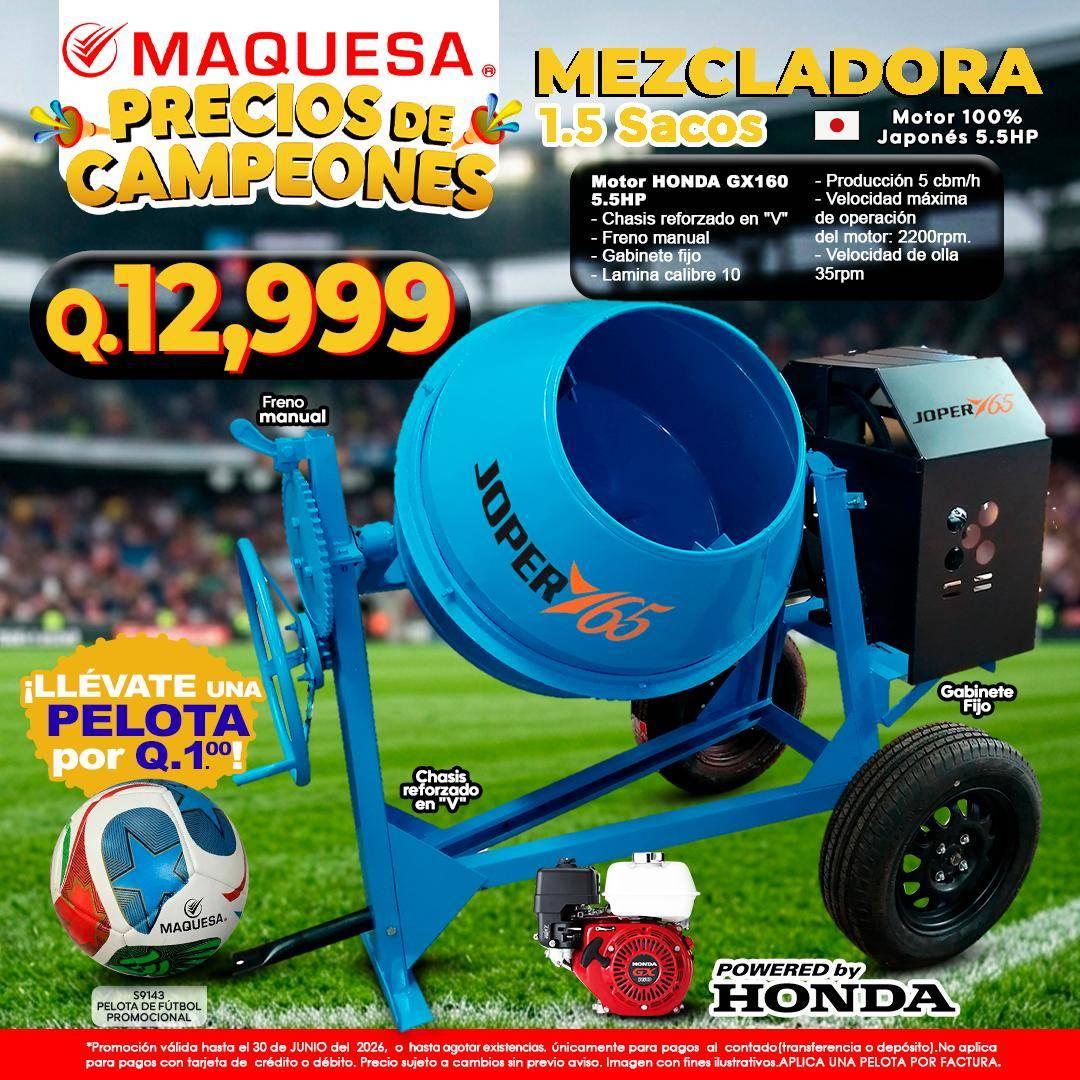 MEZCLADORA 1.5 SACOS 5.5 HP