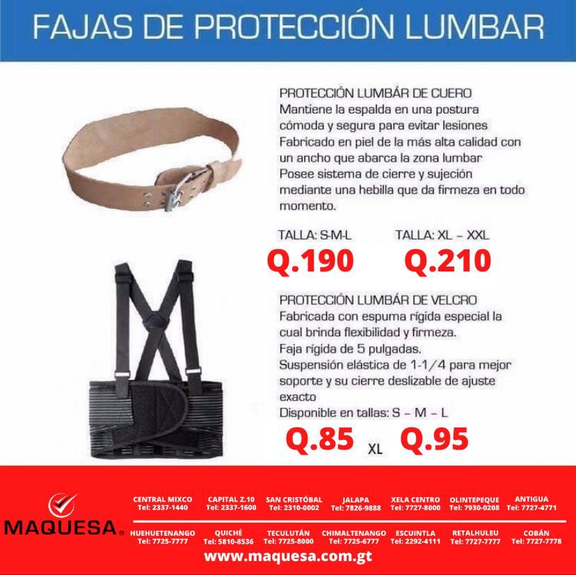 FAJAS DE PROTECCIÓN LUMBAR EN CUERO Y VELCRO 