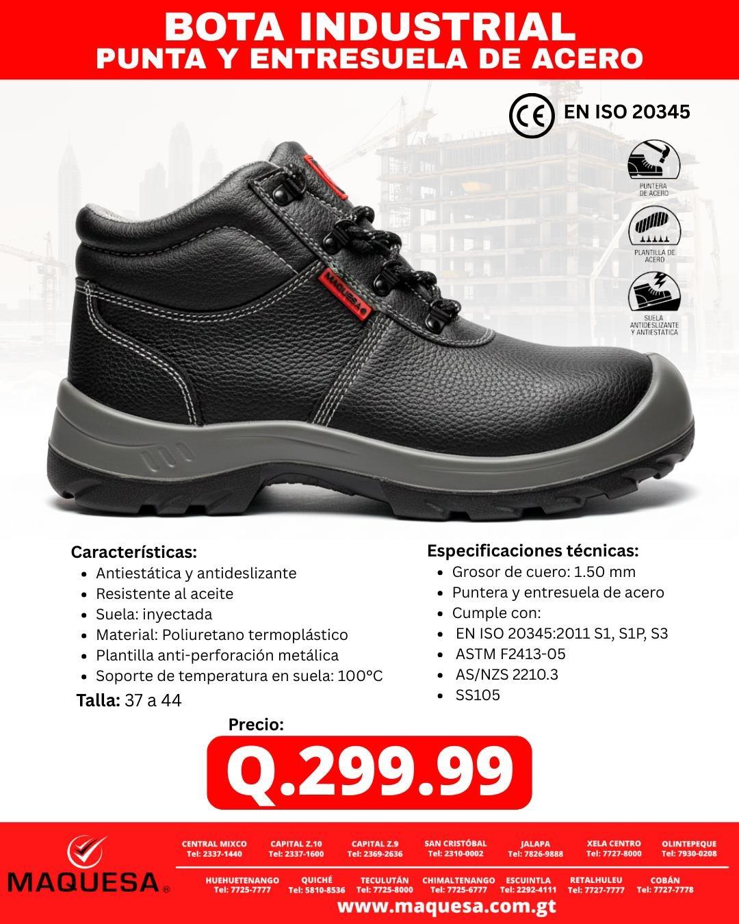 BOTA INDUSTRIAL CON PUNTA Y ENTRESUELA DE ACERO