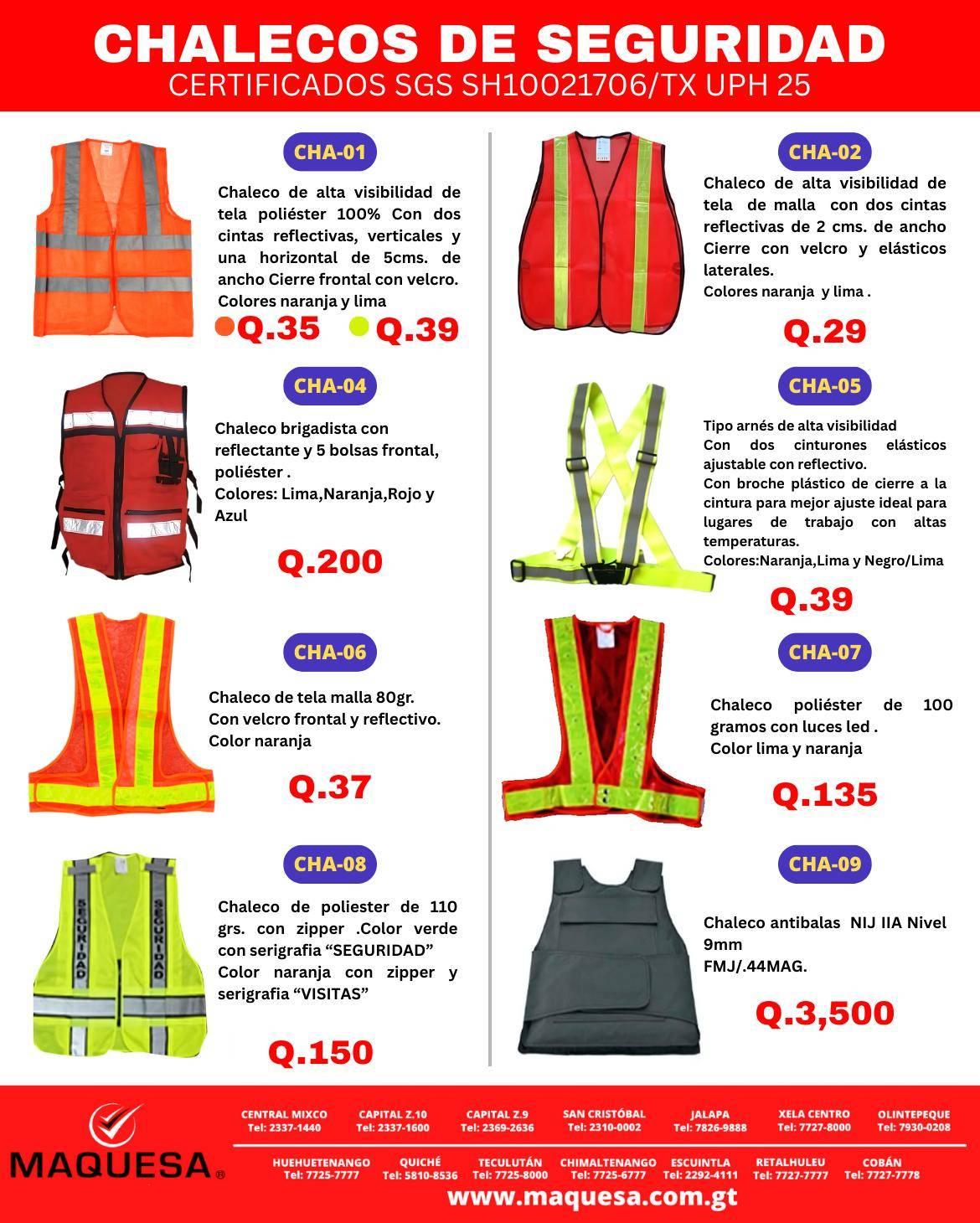 CHALECOS DE SEGURIDAD CERTIFICADOS