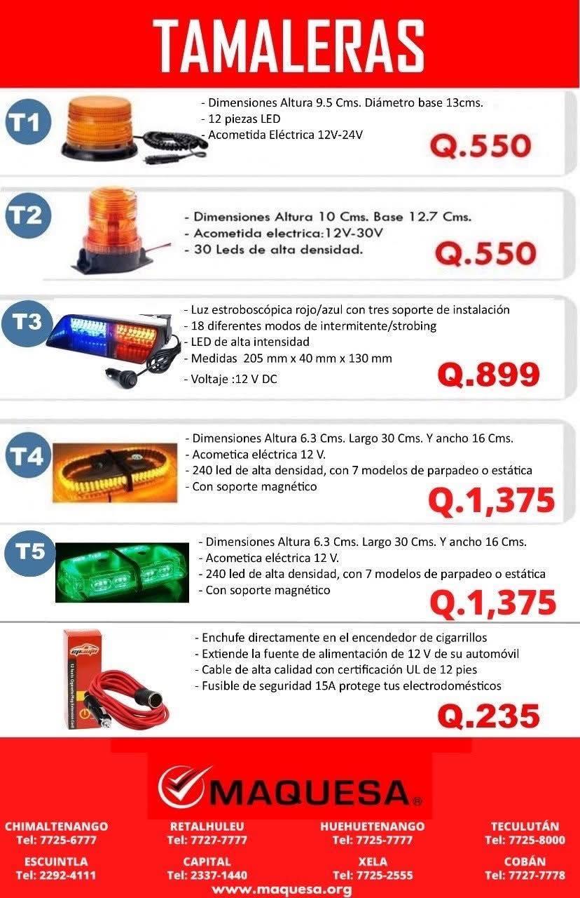 TAMALERAS LED PARA VEHÍCULOS Y EQUIPO DE EMERGENCIA