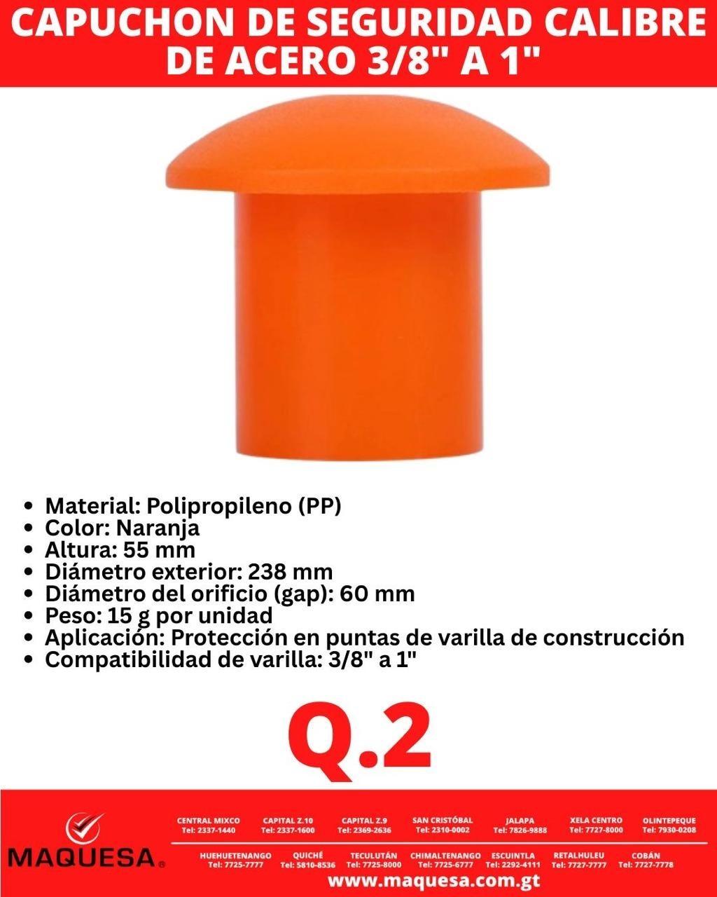 CAPUCHÓN DE SEGURIDAD PARA VARILLA 3/8