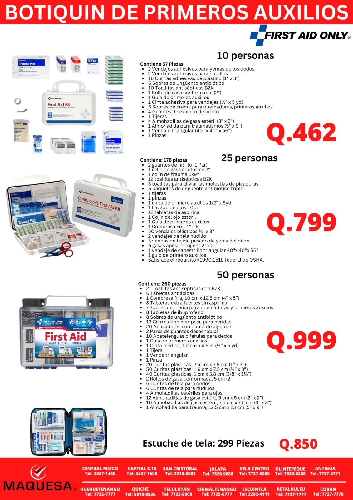 BOTIQUINES DE PRIMEROS AUXILIOS FIRST AID ONLY